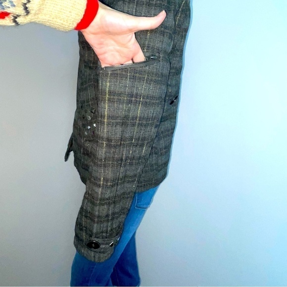 BKE Military-Style Bomber Jacket – Gray & Yellow  Size: Small - Picture 6 of 14